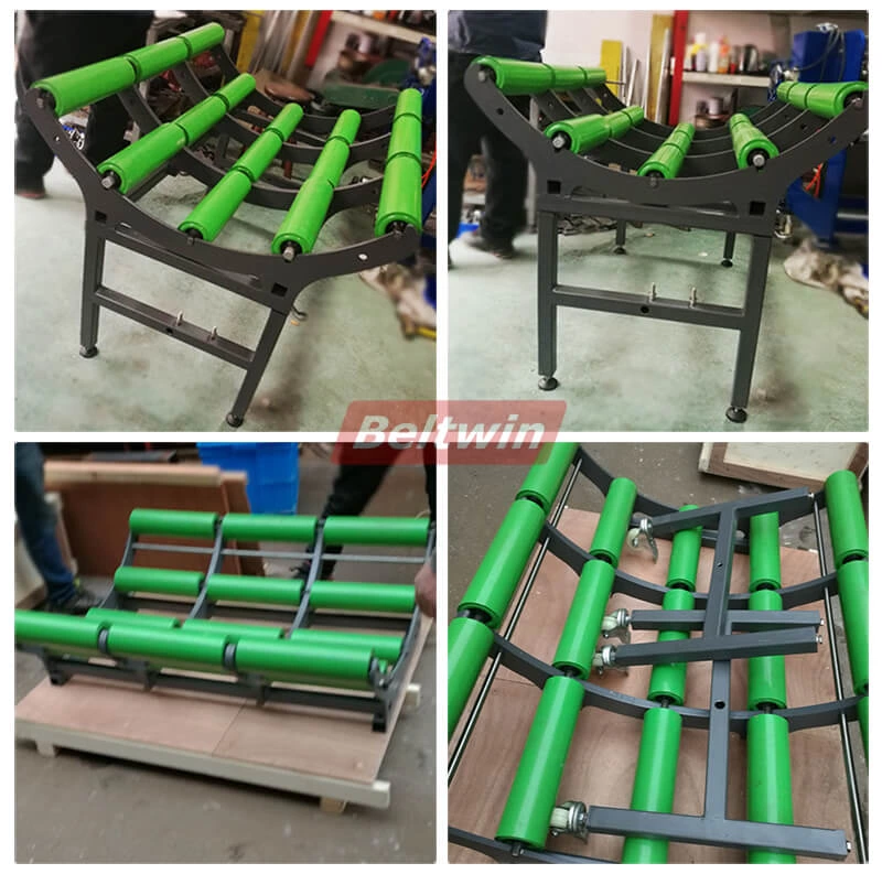 Rack avec rouleaux pour rouleaux de matériau de bande transporteuse PVC PU