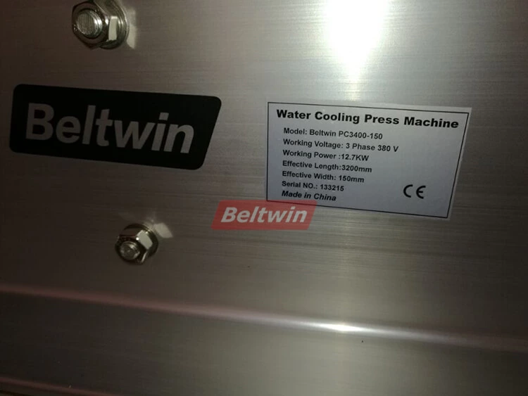 Livraison de la presse de refroidissement par eau Beltwin 3400x150mm en Colombie, longueur effective: 3200mm