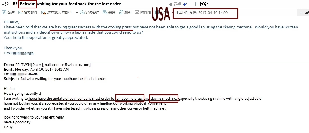 Bon retour pour la presse de refroidissement par air et la machine à parer des états-unis