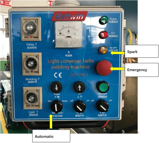 Machine de soudage de courroie haute fréquence QA-1000 pour guides en V/taquets/parois latérales