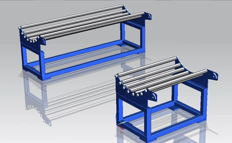Rack avec rouleaux pour rouleaux de matériau de bande transporteuse PVC PU