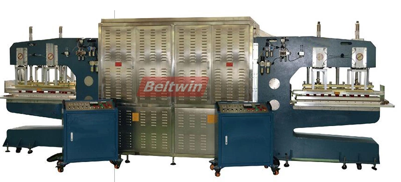 Machine de soudure à haute fréquence 25KW pour tapis roulant, épissure de ceinture d'unité centrale de PVC et flanc de taquet de soudure, guide