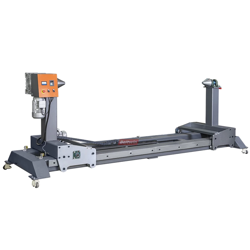 Enrouleur de bande transporteuse sans arbre, largeur réglable