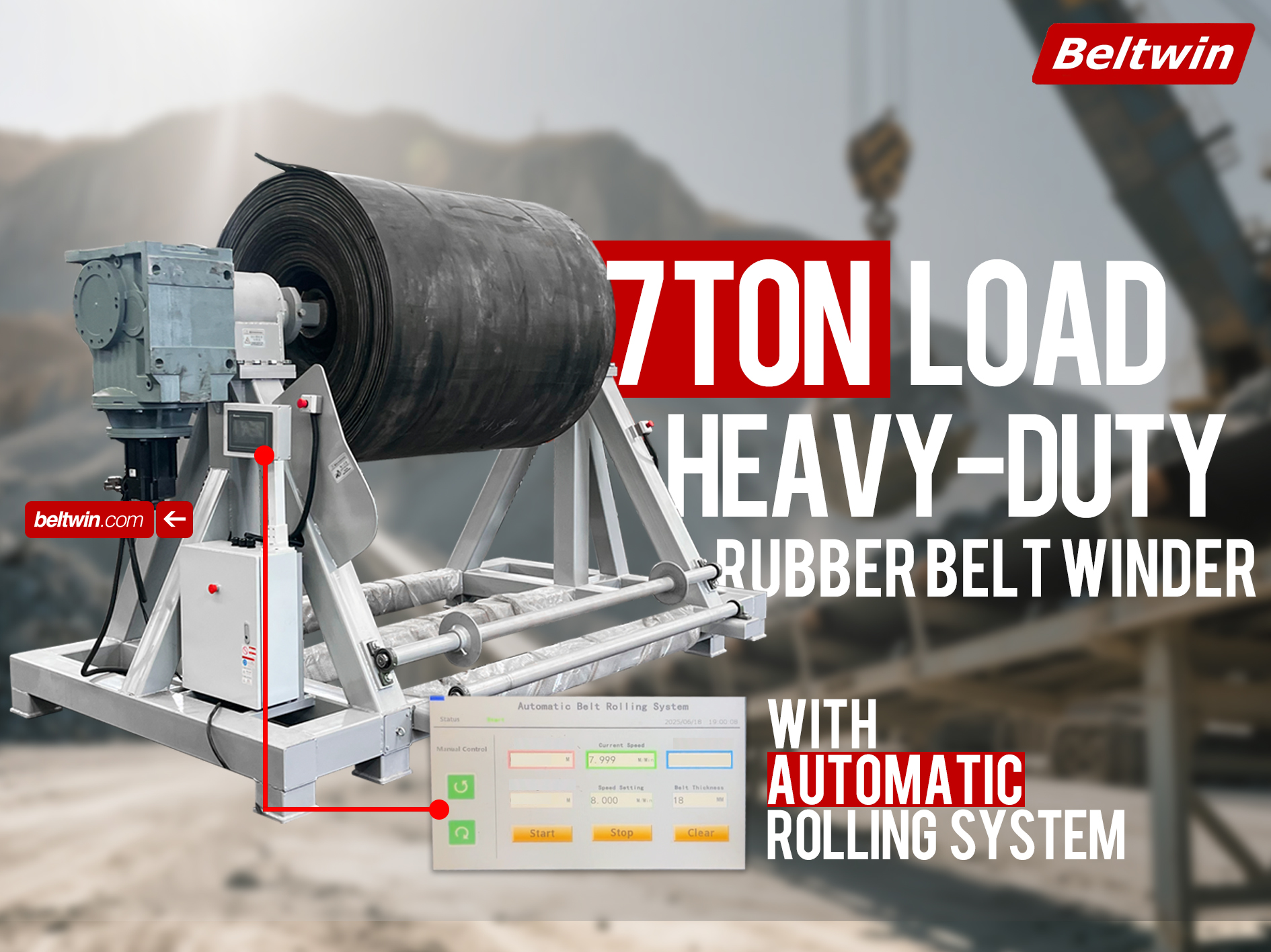 beltwin Vídeo de bobinador de cinturón de goma